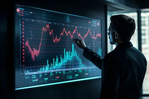 Live trading charts on a large display